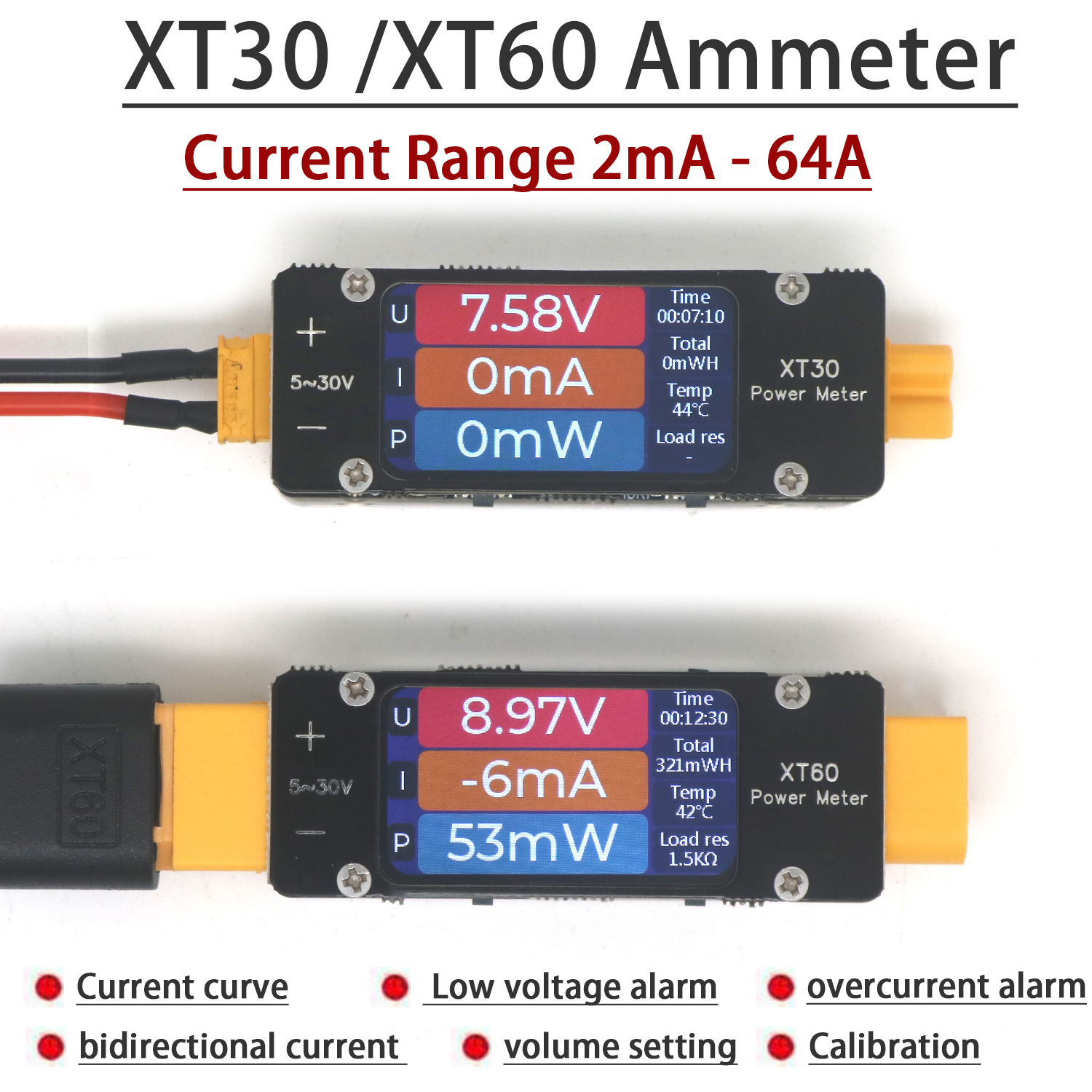 Drone Battery High Voltage - XT30 XT60 Ammeter Power Meter DC