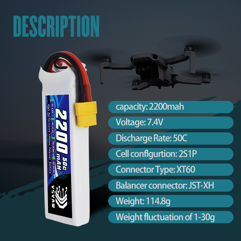 VSVAW 7.4V 2200mah 2S Drone Li - Drone Battery Lipo incelemesi ve fiyatı