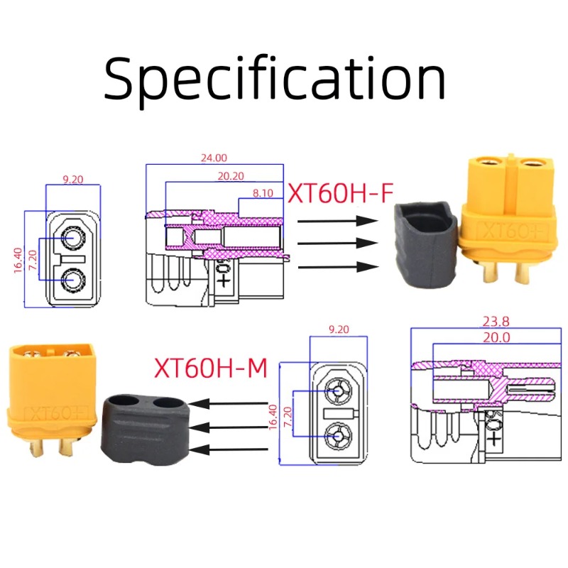 1Pair XT60H Female Bullet Conn - Drone Battery Connector incelemesi ve fiyatı