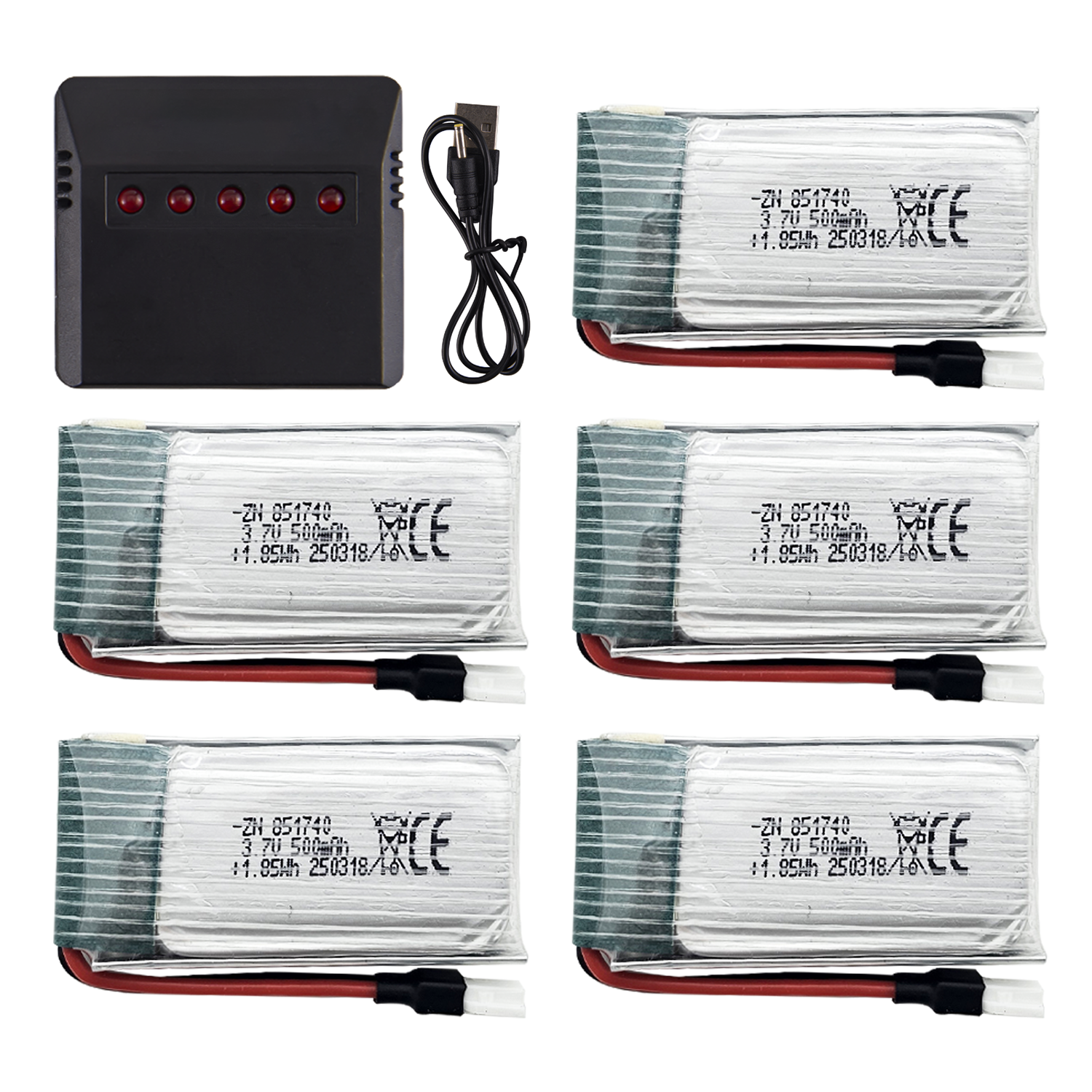5Pcs 3.7V 500mAh LiPo Batterie - Drone Battery Balance Charger incelemesi ve fiyatı