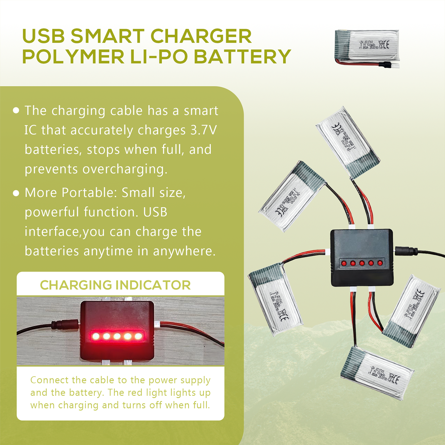 5Pcs 3.7V 500mAh LiPo Batterie - Drone Battery Balance Charger incelemesi ve fiyatı